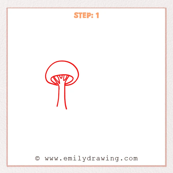 how to draw a cartoon forest - A first sketch step for a cartoon forest, showing one tree with a dome canopy, a tapered trunk, and simple curved lines under the canopy.